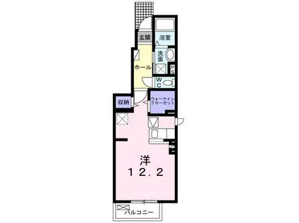 PLAINCERISIER B(ワンルーム/1階)の間取り写真