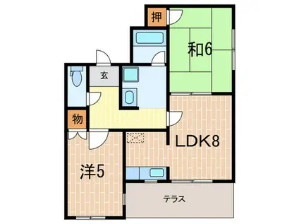モンテ老松(2LDK/1階)の間取り写真