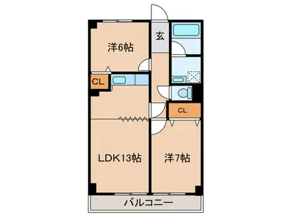 アパ-トメントカヤ田園調布(2LDK/2階)の間取り写真