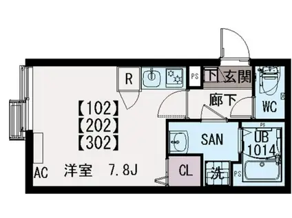 イクシオDITA VALLEY(ワンルーム/1階)の間取り写真