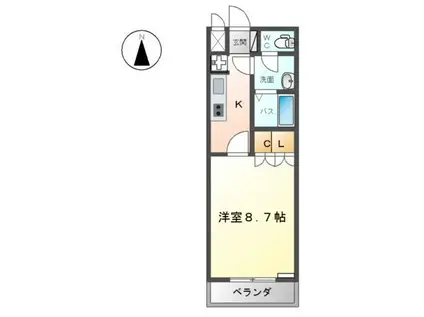 フェアリールージュC(1K/2階)の間取り写真