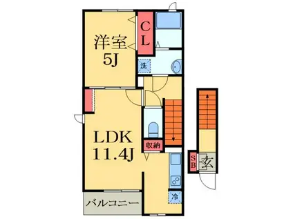 ティーア・ブルグI(1LDK/2階)の間取り写真