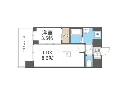 プレサンス大正エミナンス(1LDK/13階)の間取り写真