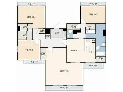 アビタシオン泉(4LDK/11階)の間取り写真