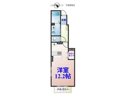 コーラルI(1K/1階)の間取り写真