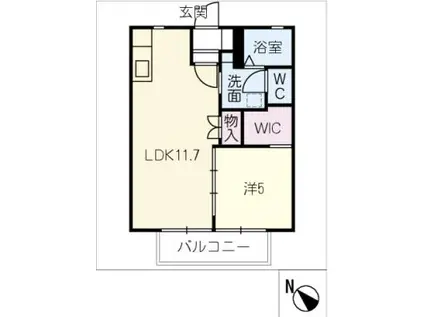 アドバンテージ B棟(1LDK/1階)の間取り写真