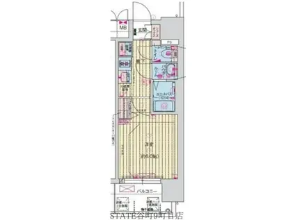 プレサンス緑橋ソレアス(1K/3階)の間取り写真