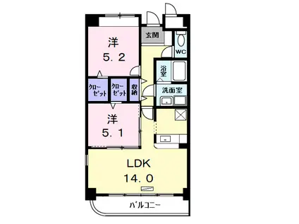 プレシャス・コート(2LDK/6階)の間取り写真