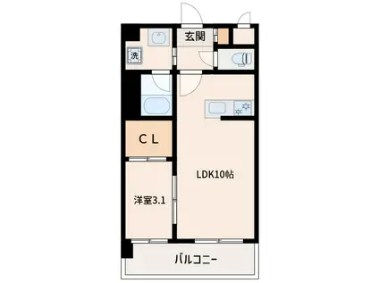 コンフォリア・リヴ新大阪西宮原ソルテラス(1LDK/10階)の間取り写真