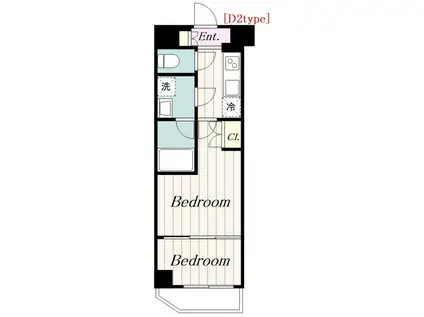 ブライズ鷺沼(1K/2階)の間取り写真