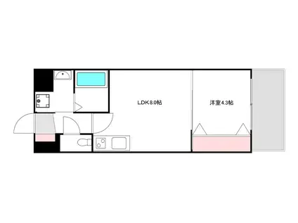 メイクス京橋川II(1LDK/6階)の間取り写真