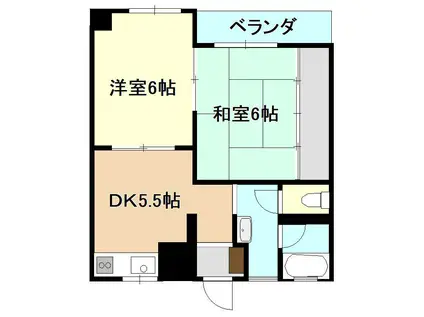 レジデンス中山(2DK/2階)の間取り写真