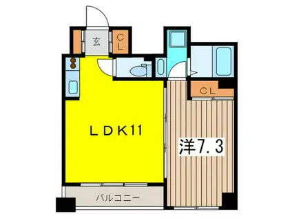 レジディア三越前(1LDK/14階)の間取り写真