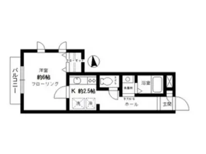 カーサ碑文谷(1K/2階)の間取り写真