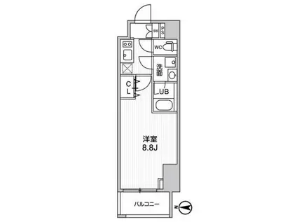 ALTERNA菊川II(1K/3階)の間取り写真