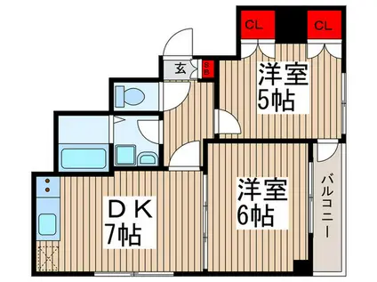 ケン・フラット(2DK/7階)の間取り写真