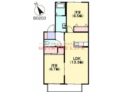 メジンK(2LDK/2階)の間取り写真