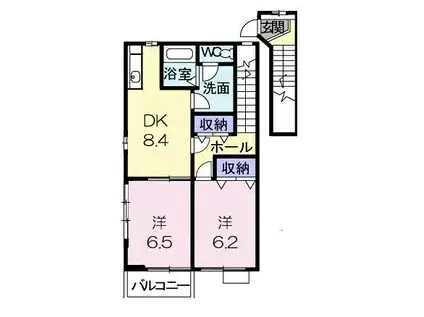 プロムナ-ドII(2DK/2階)の間取り写真