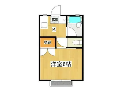 ラスブリサスA棟(1K/2階)の間取り写真