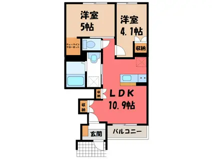 ニューサンフレッチェIII(2LDK/1階)の間取り写真