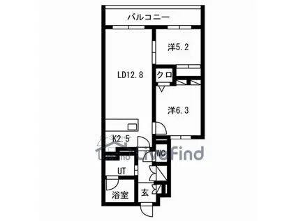 PRIME COURT LA FORET 平岸(2LDK/3階)の間取り写真