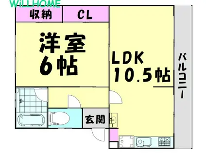 サウスメゾン(1LDK/3階)の間取り写真