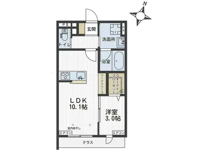 グランドゥールソレイユM・浦和(1LDK/1階)の間取り写真