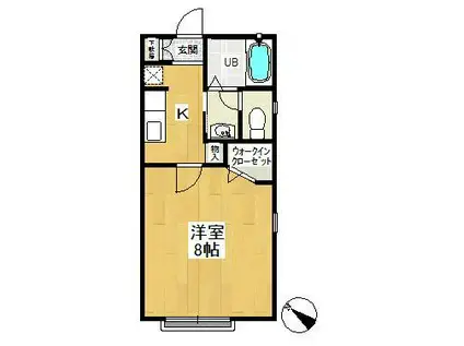 タングラム中央(1K/2階)の間取り写真