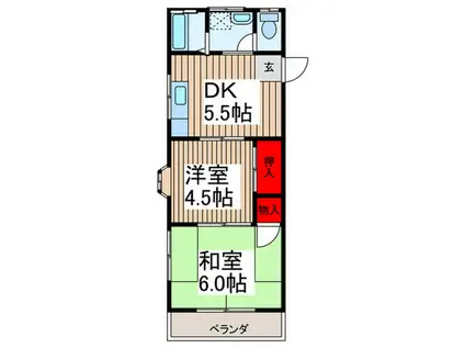 サンハイツ(2DK/2階)の間取り写真