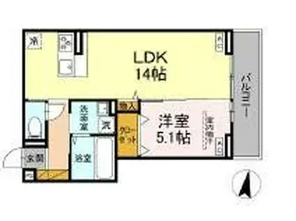 D-ROOM本町1丁目(1LDK/3階)の間取り写真