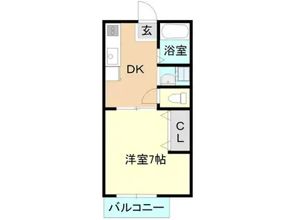 マイステージ3番館(1DK/1階)の間取り写真