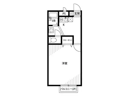 アムールアルブル(1K/2階)の間取り写真