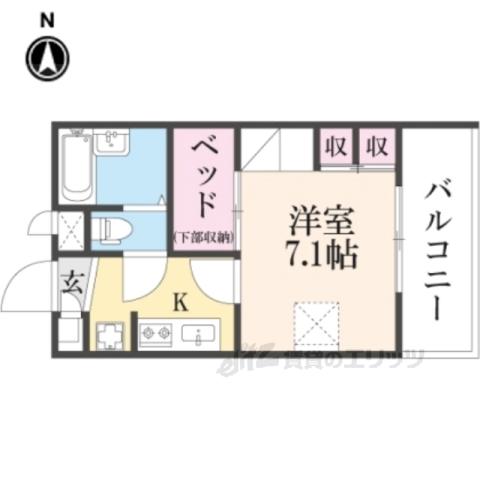 レオパレスセジュール新保(1K/3階)の間取り写真