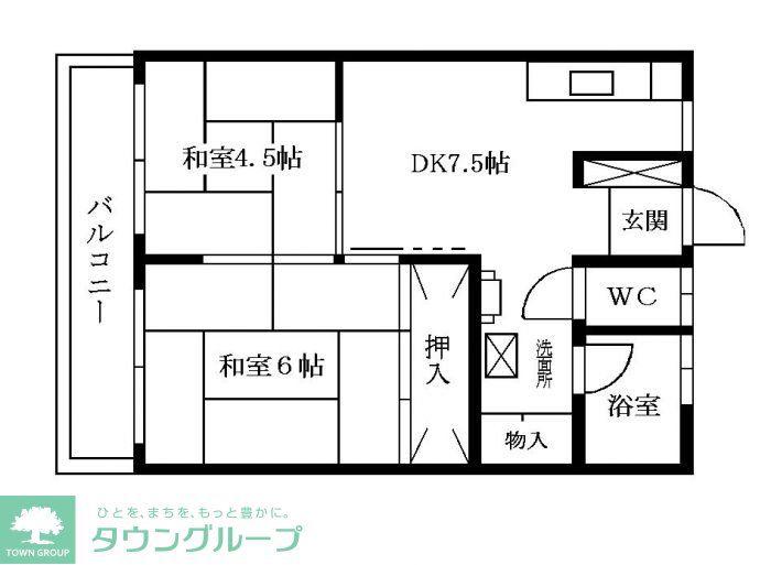小笹カステリアB棟(2DK/4階)の間取り写真