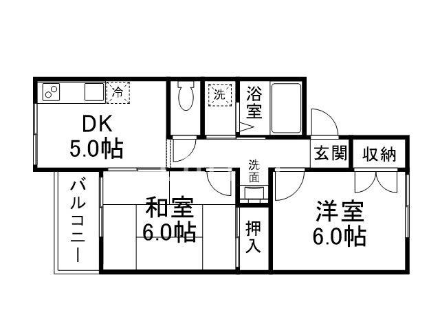 第三芳月ハイツ(2DK/2階)の間取り写真