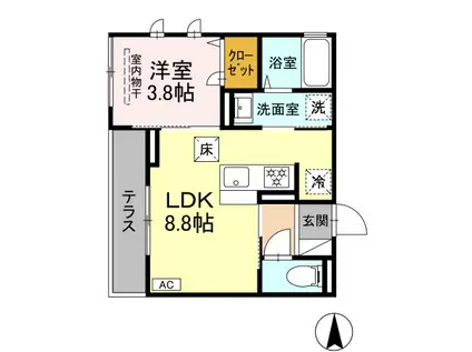 D-ROOM グッチ VII(1LDK/1階)の間取り写真