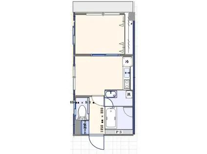 ドウェル伸明(1DK/3階)の間取り写真