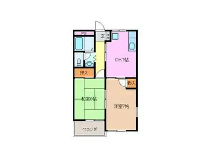 近鉄名古屋線 磯山駅 徒歩13分 2階建 築32年(2DK/1階)の間取り写真