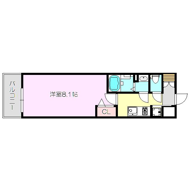サムティ上新庄レジデンス(1K/9階)の間取り写真