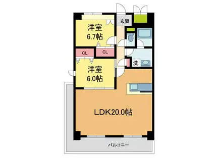 メイプルコート宝塚(2LDK/4階)の間取り写真