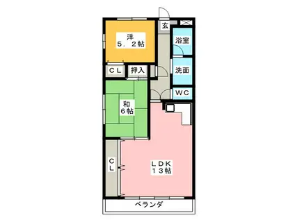 エステート15(2LDK/2階)の間取り写真