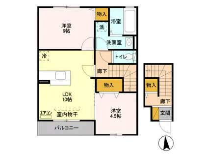 D-ROOMソラーナ 202(2LDK/2階)の間取り写真