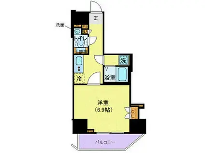 メイクスデザイン西新宿(1K/4階)の間取り写真