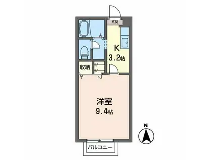 ライフ新小路(1K/2階)の間取り写真