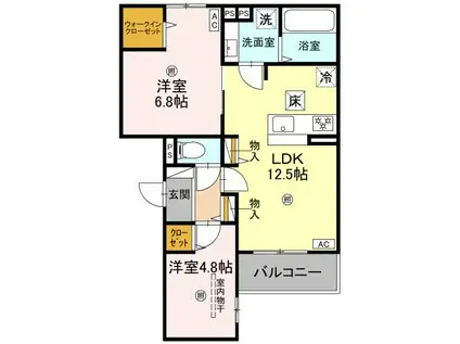 イルフォンターナ大田町(2LDK/1階)の間取り写真