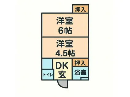 大広アパートA棟(2DK/2階)の間取り写真