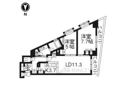 ベラジオ京都清水(2LDK/6階)の間取り写真