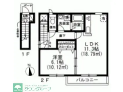 エクレール浜田山(1LDK/2階)の間取り写真