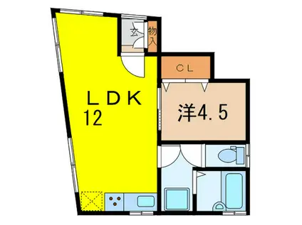 メゾンドアミ(1LDK/1階)の間取り写真