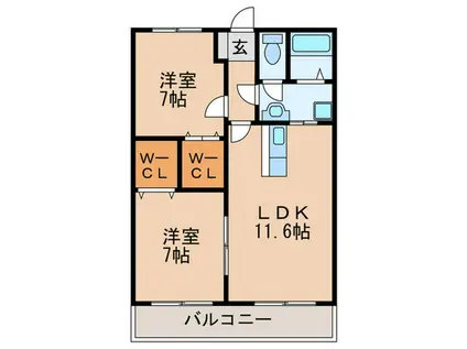 キャッスルリオ(2LDK/1階)の間取り写真